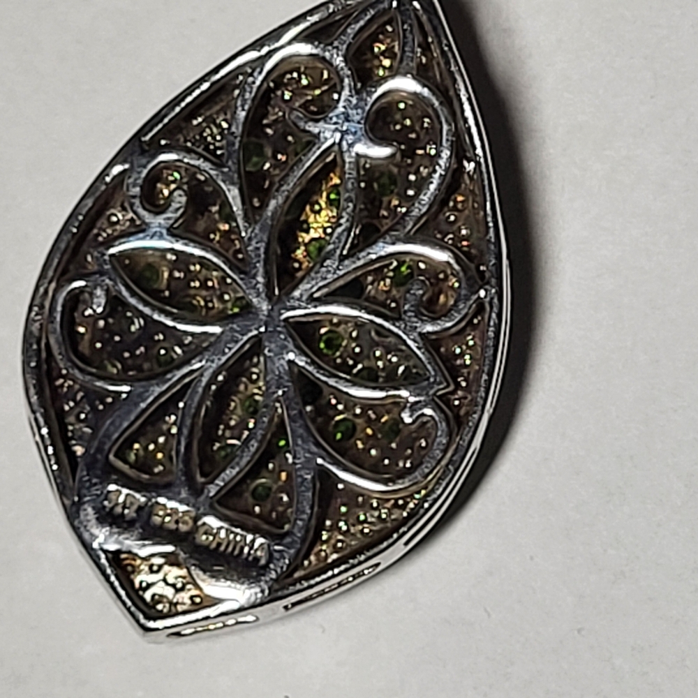 Genuine Russian Chrome Diopside Sterling Silver Slide Pendant Necklace - Picture 5 of 9